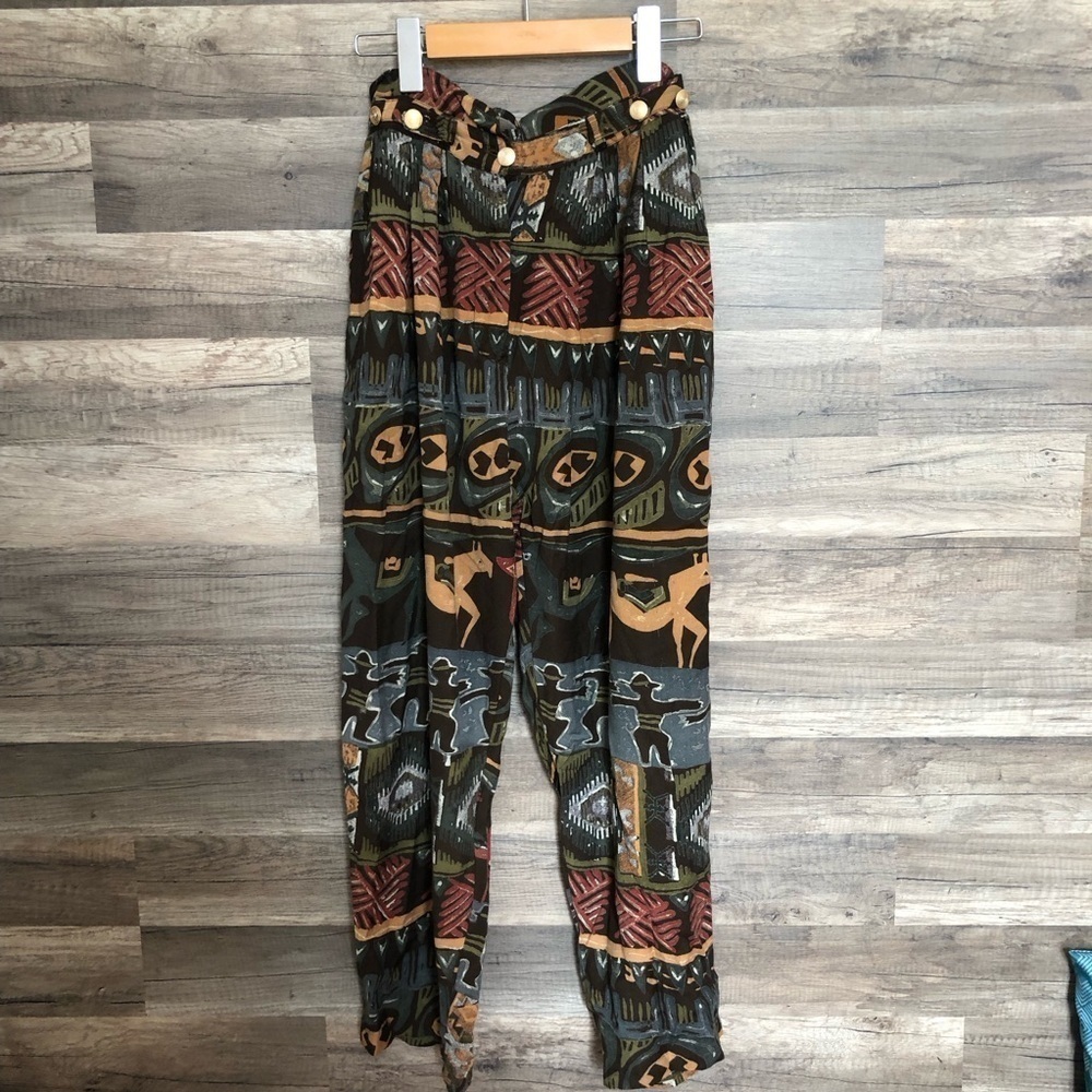Vintage 80s Le Château Southwestern Aztec Coord Set Vest and Pants Small - Picture 14 of 16
